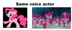 Size: 2372x1008 | Tagged: safe, edit, edited screencap, screencap, character:pinkie pie, species:earth pony, species:pony, episode:too many pinkie pies, g4, my little pony: friendship is magic, captain obvious, clone, exploitable meme, female, mare, meme, multeity, parody, pinkie clone, same voice actor, stock vector, text, that cute clone, too much pink energy is dangerous, voice actor, you don't say