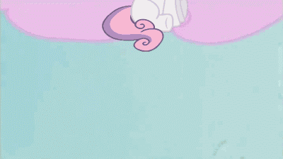 Size: 400x224 | Tagged: safe, edit, edited screencap, screencap, character:rainbow dash, character:sweetie belle, species:pegasus, species:pony, animated, female, filly, mare, plop bombing, poop, pooping, sitting, sweetiepoo