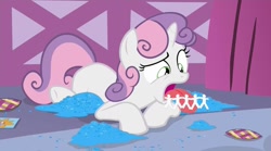 Size: 1276x711 | Tagged: safe, edit, edited screencap, screencap, character:sweetie belle, episode:for whom the sweetie belle toils, female, paper, solo