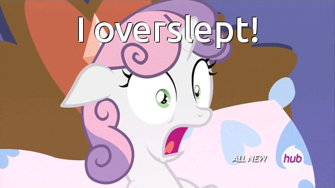 Size: 480x270 | Tagged: safe, edit, edited screencap, screencap, character:sweetie belle, species:pony, species:unicorn, episode:for whom the sweetie belle toils, animated, breathing, female, filly, gif, hub logo, hyperventilating, image macro, meme, oversleeping, reaction image, solo