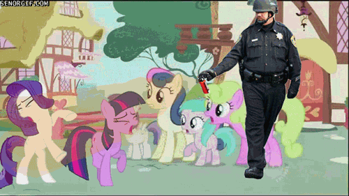 Size: 500x281 | Tagged: safe, edit, edited screencap, screencap, character:aura, character:bon bon, character:daisy, character:rarity, character:sweetie drops, character:tornado bolt, character:twilight sparkle, character:twilight sparkle (unicorn), species:earth pony, species:human, species:pegasus, species:pony, species:unicorn, episode:the cutie pox, episode:the return of harmony, g4, my little pony: friendship is magic, abuse, animated, female, filly, foal, gif, hoofy-kicks, house, hub logo, irl, irl human, john pike, male, mare, occupy, pepper spray, pepper spray cop, photo, police brutality, police officer, ponyville, prancing, race swap, senorgif.com, tree, twilighting, twilybuse