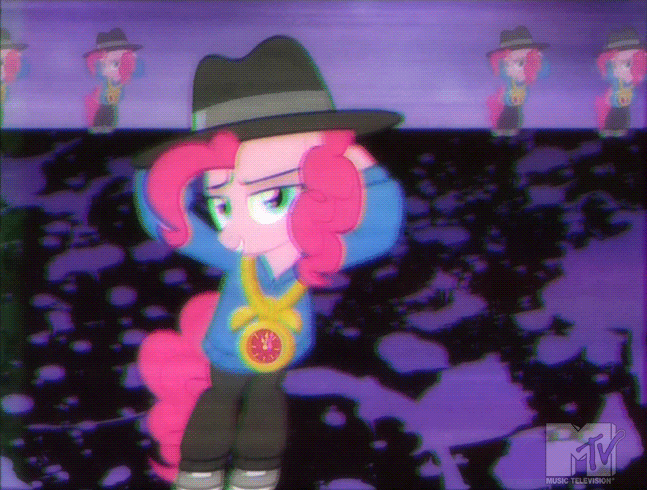 Size: 647x490 | Tagged: safe, edit, edited screencap, screencap, character:pinkie pie, episode:testing testing 1-2-3, g4, my little pony: friendship is magic, '90s, animated, bipedal, don't copy that floppy, female, loop, mtv, music video, rap, rapper pie, solo