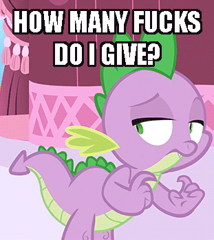 Size: 311x348 | Tagged: safe, edit, screencap, character:spike, episode:inspiration manifestation, g4, my little pony: friendship is magic, animated, counting, impact font, male, no fucks, solo, vulgar