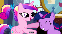 Size: 845x465 | Tagged: safe, edit, edited screencap, screencap, character:princess cadance, character:twilight sparkle, species:alicorn, species:pony, species:unicorn, ship:twidance, episode:a canterlot wedding, g4, my little pony: friendship is magic, caption, female, filly, lesbian, mare, meme, shipping, teen princess cadance, youtube caption