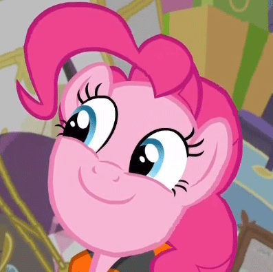 Size: 397x395 | Tagged: safe, edit, edited screencap, screencap, character:pinkie pie, episode:pinkie apple pie, g4, my little pony: friendship is magic, animated, apples to the core, content-aware scale, female, solo