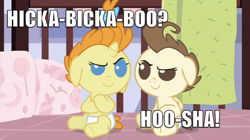 Size: 958x536 | Tagged: safe, edit, screencap, character:pound cake, character:pumpkin cake, episode:a friend in deed, g4, my little pony: friendship is magic, image macro, kim possible, meme