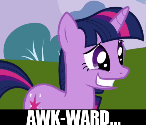 Size: 480x410 | Tagged: safe, edit, edited screencap, screencap, character:twilight sparkle, character:twilight sparkle (unicorn), species:pony, species:unicorn, episode:friendship is magic, g4, my little pony: friendship is magic, animated, awkward, awkward smile, female, image macro, mare, shifty eyes, solo