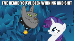 Size: 1054x592 | Tagged: safe, edit, edited screencap, screencap, character:rarity, character:rover, species:diamond dog, episode:a dog and pony show, g4, my little pony: friendship is magic, caption, image macro, meme, vulgar