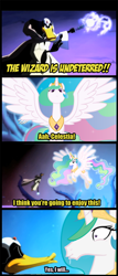Size: 648x1512 | Tagged: safe, edit, screencap, character:princess celestia, princess molestia, bad edit, crossover, crossover shipping, daffy duck, daffy duck the wizard, drool, looney tunes, merrie melodies, the looney tunes show