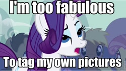 Size: 640x362 | Tagged: safe, edit, edited screencap, screencap, character:candy mane, character:coco crusoe, character:doctor whooves, character:rainbowshine, character:rarity, character:time turner, episode:boast busters, g4, my little pony: friendship is magic, image macro, meme, meta, open mouth, reaction image, smug, solo focus