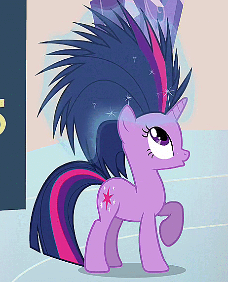 Size: 462x571 | Tagged: safe, edit, screencap, character:twilight sparkle, character:twilight sparkle (unicorn), species:pony, species:unicorn, episode:games ponies play, g4, my little pony: friendship is magic, :o, animated, fabulous, female, frown, image macro, looking up, loop, magic, mane, mare, meme, offscreen character, porcupine hair, raised hoof, solo, sparkles