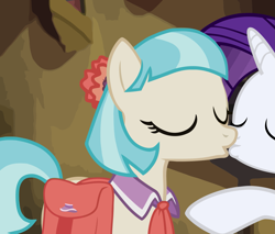Size: 2115x1800 | Tagged: safe, edit, edited screencap, screencap, character:coco pommel, character:rarity, ship:marshmallow coco, female, kissing, lesbian, shipping, vector