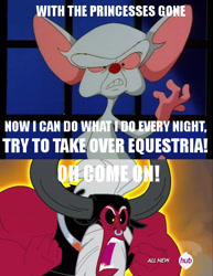 Size: 500x646 | Tagged: safe, edit, edited screencap, screencap, character:lord tirek, episode:twilight's kingdom, g4, my little pony: friendship is magic, brain, everyone steals tirek's meme, image macro, meme, oh come on, pinky and the brain