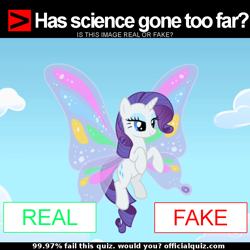 Size: 750x750 | Tagged: safe, edit, edited screencap, screencap, character:rarity, episode:sonic rainboom, g4, my little pony: friendship is magic, artifact, cropped, female, glimmer wings, has science gone too far?, meme, real or fake, solo