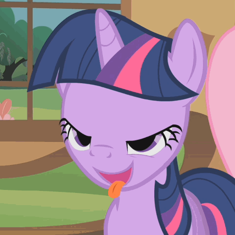 Size: 480x480 | Tagged: safe, edit, screencap, character:fluttershy, character:twilight sparkle, character:twilight sparkle (unicorn), species:pony, species:unicorn, episode:a bird in the hoof, g4, my little pony: friendship is magic, adorkable, animated, blinking, cute, dork, faec, female, invisible stallion, licking, licking lips, lidded eyes, looking at you, mare, mlem, open mouth, out of context, silly, smiling, solo focus, tongue out