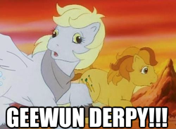 Size: 500x366 | Tagged: safe, edit, edited screencap, screencap, character:carrot top, character:derpy hooves, character:golden harvest, species:pegasus, species:pony, g1, my little pony 'n friends, caption, female, mare, photoshop, valentine, valentine's boyfriend, wat