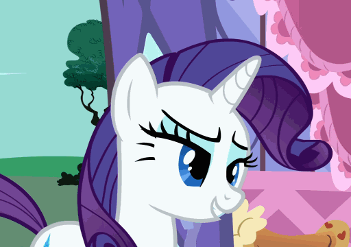 Size: 512x360 | Tagged: safe, edit, edited screencap, screencap, character:fluttershy, character:rarity, species:pegasus, species:pony, species:unicorn, episode:green isn't your color, episode:putting your hoof down, g4, my little pony: friendship is magic, animated, cute, female, gif, god that's cute, image macro, mare, meme