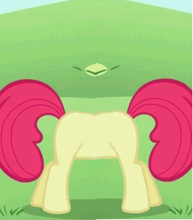Size: 280x320 | Tagged: safe, edit, edited screencap, screencap, character:apple bloom, animated, buttpony, female, fusion, merge, not salmon, solo, unitinu, wat, what has science done