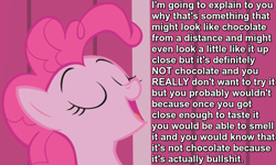 Size: 1000x600 | Tagged: safe, edit, edited screencap, screencap, character:pinkie pie, episode:applebuck season, g4, my little pony: friendship is magic, bullshit, caption, eyes closed, female, image macro, let me tell you why that's bullshit, open mouth, reaction image, solo, sophisticated as hell, text, tl;dr, vulgar, wall of text
