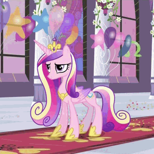 Size: 316x316 | Tagged: safe, edit, edited screencap, screencap, character:pinkie pie, character:princess cadance, character:queen chrysalis, animated, balloon, butthurt, caption, fake cadance, image macro, reaction image