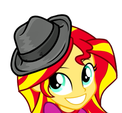 Size: 557x519 | Tagged: safe, edit, edited screencap, screencap, character:sunset shimmer, equestria girls:rainbow rocks, g4, my little pony: equestria girls, my little pony:equestria girls, background removed, clothing, fedora, female, hat, simple background, solo, transparent background