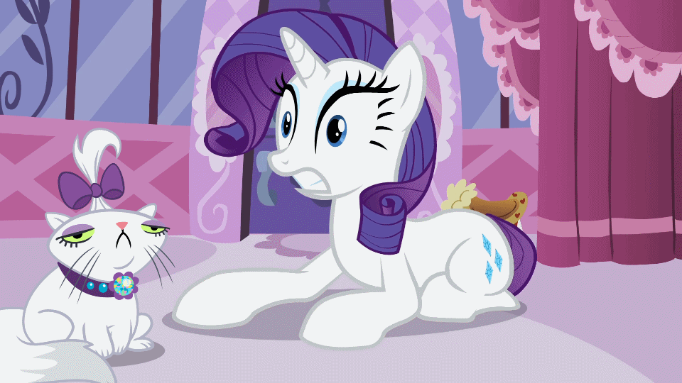 Size: 960x540 | Tagged: safe, edit, screencap, character:opalescence, character:rarity, episode:sisterhooves social, g4, my little pony: friendship is magic, animated, loop, reversed