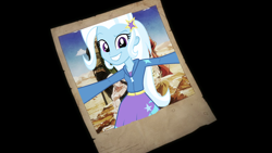Size: 1280x720 | Tagged: safe, edit, edited screencap, screencap, character:trixie, equestria girls:rainbow rocks, g4, my little pony: equestria girls, my little pony:equestria girls, jojo's bizarre adventure, photobomb, photobombing trixie, stardust crusaders