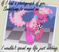 Size: 650x575 | Tagged: safe, edit, edited screencap, screencap, character:cheerilee, episode:call of the cutie, g4, my little pony: friendship is magic, 80s, 80s cheerilee, a flock of seagulls, bracelet, braces, caption, eyes closed, female, leg warmers, smiling, solo, song reference, wishing