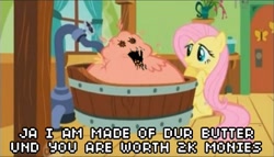 Size: 392x225 | Tagged: safe, edit, edited screencap, screencap, character:fluttershy, character:philomena, episode:a bird in the hoof, g4, my little pony: friendship is magic, 2k monies, bio force ape, dur butter