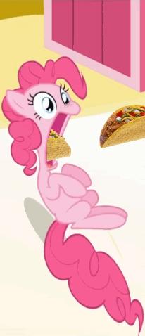 Size: 206x478 | Tagged: safe, edit, edited screencap, screencap, character:pinkie pie, episode:griffon the brush-off, g4, my little pony: friendship is magic, animated, ponies eating meat, taco