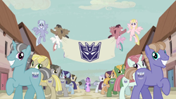Size: 800x450 | Tagged: safe, edit, screencap, character:starlight glimmer, episode:the cutie map, g4, my little pony: friendship is magic, decepticon, equal cutie mark, equal town banner, equal town banner meme, exploitable meme, in our town, meme, transformers