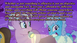 Size: 1264x711 | Tagged: safe, edit, edited screencap, screencap, character:doctor horse, character:doctor stable, character:nurse sweetheart, character:screw loose, episode:read it and weep, g4, my little pony: friendship is magic, bronyetiquette, flashlight (object), meta, parody, text