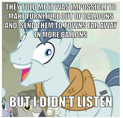 Size: 1792x1729 | Tagged: safe, edit, edited screencap, screencap, character:party favor, episode:the cutie map, g4, my little pony: friendship is magic, animal crossing, balloon, derp, exploitable meme, i didn't listen, image macro, meme, misspelling