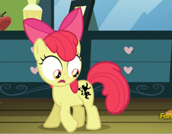 Size: 915x712 | Tagged: safe, edit, edited screencap, screencap, character:apple bloom, species:earth pony, species:pony, episode:bloom and gloom, g4, my little pony: friendship is magic, alternate cutie mark, apple bloom's cutie mark, cropped, exploitable meme, female, filly, foal, game of thrones, house lannister, meme, solo