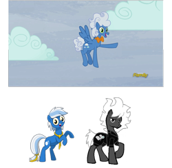 Size: 556x545 | Tagged: safe, edit, edited screencap, screencap, character:fluffy clouds, oc, oc:azura peavielle, oc:monochomscript, episode:tanks for the memories, g4, my little pony: friendship is magic, cloud, cloudy, discovery family logo, ponyville live