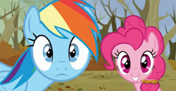 Size: 1280x664 | Tagged: safe, edit, edited screencap, screencap, character:pinkie pie, character:rainbow dash, episode:tanks for the memories, g4, my little pony: friendship is magic, eye recolor, eye swap, recolor