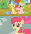 Size: 773x849 | Tagged: safe, edit, screencap, character:apple bloom, character:apple cinnamon, character:apple flora, character:gala appleby, character:jonagold, character:pink lady, character:sweet tooth, character:wensley, episode:apple family reunion, g4, my little pony: friendship is magic, apple family member, cutie mark, filly, shocked