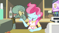 Size: 1280x718 | Tagged: safe, edit, edited screencap, screencap, character:cup cake, episode:music to my ears, g4, my little pony: equestria girls, my little pony:equestria girls, annoyed, meme, squidward tentacles