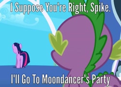 Size: 1004x719 | Tagged: safe, edit, edited screencap, screencap, character:moondancer, character:spike, character:twilight sparkle, episode:amending fences, episode:friendship is magic, g4, my little pony: friendship is magic, alternate scenario, alternate universe, eyes on the prize, hilarious in hindsight, image macro, meme, twilight's canterlot home, what could have been
