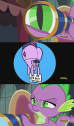 Size: 356x600 | Tagged: safe, edit, edited screencap, screencap, character:spike, species:dragon, episode:princess spike, g4, my little pony: friendship is magic, balloon, comic, large butt, male, meme, reference, screencap comic, telescope, the simpsons, weather balloon