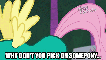 Size: 350x199 | Tagged: safe, edit, edited screencap, screencap, character:fluttershy, character:saddle rager, episode:power ponies, g4, my little pony: friendship is magic, animated, caption, clothing, costume, female, image macro, meme, muscle expansion, solo, text