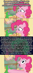 Size: 1065x2363 | Tagged: safe, edit, edited screencap, screencap, character:gummy, character:pinkie pie, character:prince rutherford, character:sea swirl, character:sunshower raindrops, character:twilight sparkle, species:pony, species:yak, episode:party pooped, g4, my little pony: friendship is magic, female, gummy the deep thinker, mare, telepathy