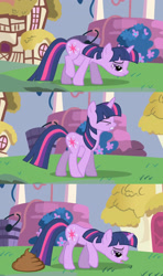 Size: 1280x2160 | Tagged: safe, edit, edited screencap, screencap, character:twilight sparkle, character:twilight sparkle (unicorn), species:pony, species:unicorn, episode:friendship is magic, g4, my little pony: friendship is magic, edited edit, female, poop, scat, solo, toilet humor