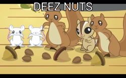 Size: 1920x1200 | Tagged: safe, edit, edited screencap, screencap, episode:magical mystery cure, g4, my little pony: friendship is magic, acorn, animal, chipmunk, deez nuts, image macro, meme, mouse, nuts, rodent, squirrel
