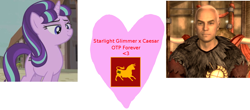 Size: 1040x459 | Tagged: source needed, safe, edit, edited screencap, screencap, character:caesar, character:starlight glimmer, caesar's legion, crossover shipping, fallout: new vegas, female, male, shipping, shipping domino, straight