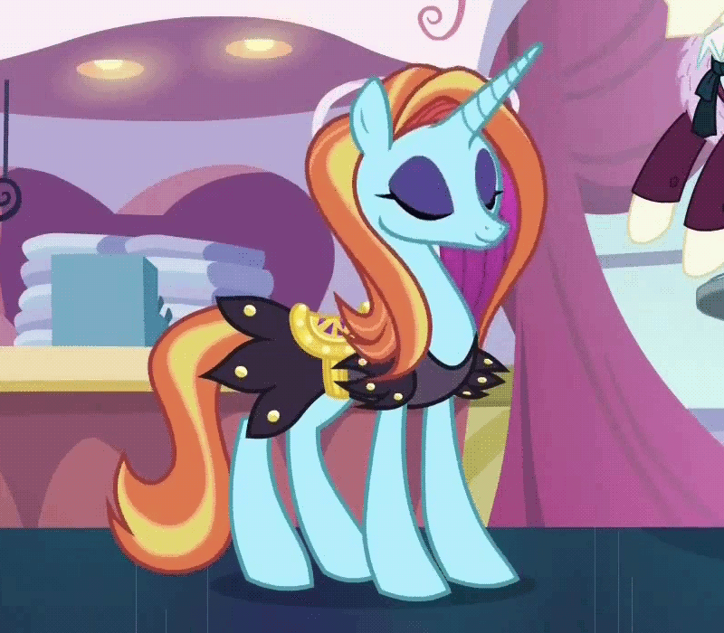 Size: 800x700 | Tagged: safe, edit, edited screencap, screencap, character:sassy saddles, episode:rarity investigates, g4, my little pony: friendship is magic, animated, cute, eyes closed, headbob, loop, nodding, party soft, sassybetes, smiling, solo