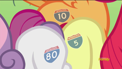 Size: 1920x1080 | Tagged: safe, edit, edited screencap, screencap, character:apple bloom, character:scootaloo, character:sweetie belle, species:pegasus, species:pony, episode:crusaders of the lost mark, g4, my little pony: friendship is magic, california, cutie mark crusaders, interstate highway sign, the cmc's cutie marks, the cmc's new cutie mark meme
