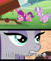 Size: 497x591 | Tagged: safe, edit, edited screencap, screencap, character:diamond tiara, character:lily longsocks, character:maud pie, species:earth pony, species:pony, episode:crusaders of the lost mark, g4, my little pony: friendship is magic, ball, discovery family, discovery family logo, female, filly, foal, lifting, mare, meme, pony that's my pony, strength, super strength, that's my pony, that's my x