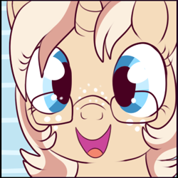 Size: 350x350 | Tagged: safe, artist:lulubell, oc, oc only, oc:lulubell, close-up, cute, freckles, glasses, ocbetes, solo