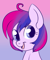 Size: 550x660 | Tagged: safe, artist:lulubell, oc, oc only, species:pony, bisexual pride flag, bisexuality, bust, colored pupils, female, mare, ponified, pride, pride ponies, solo